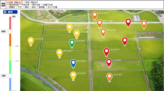 「コメクト」による反収の色分け表示例