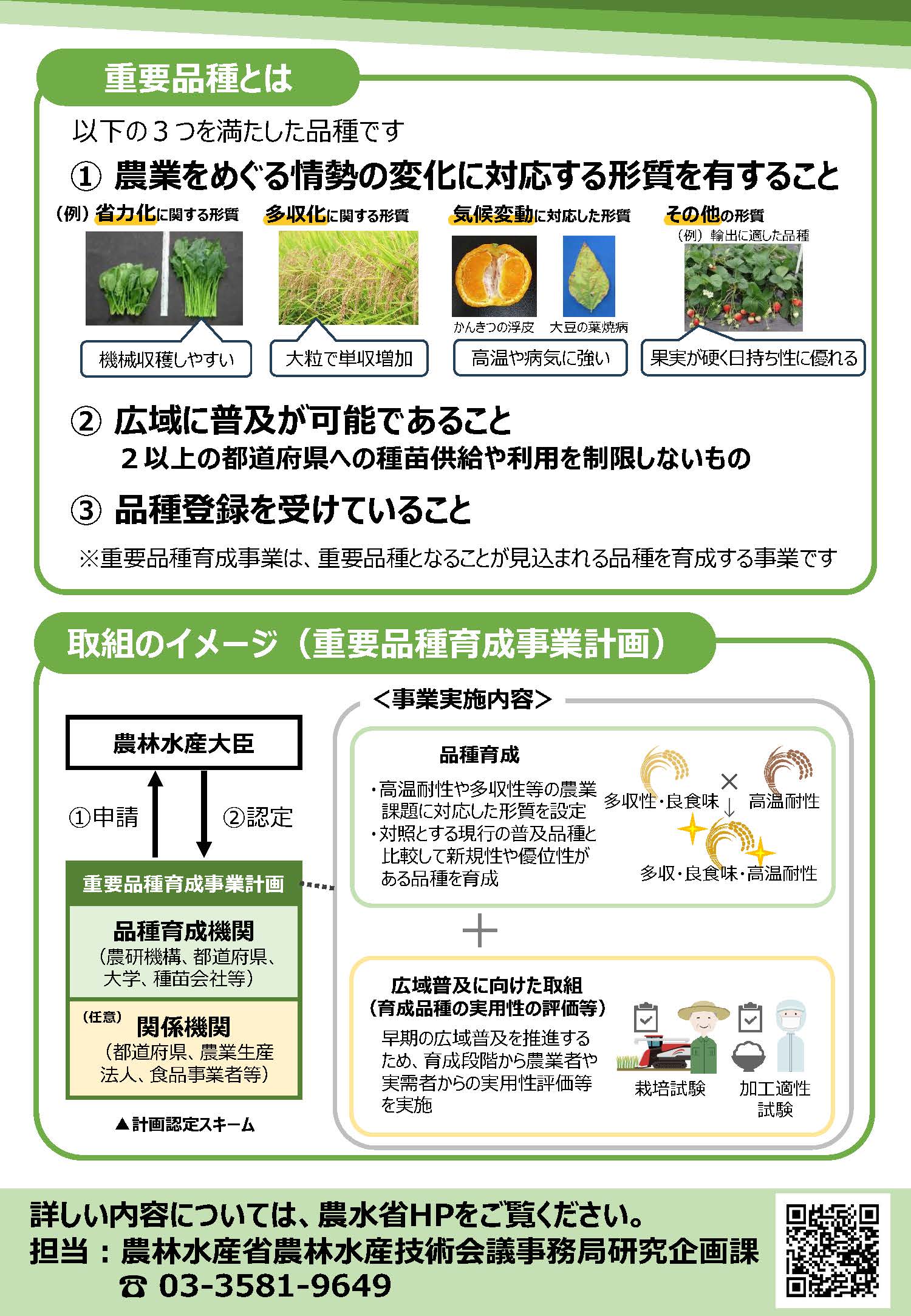 重要品種育成事業計画パンフレット裏面