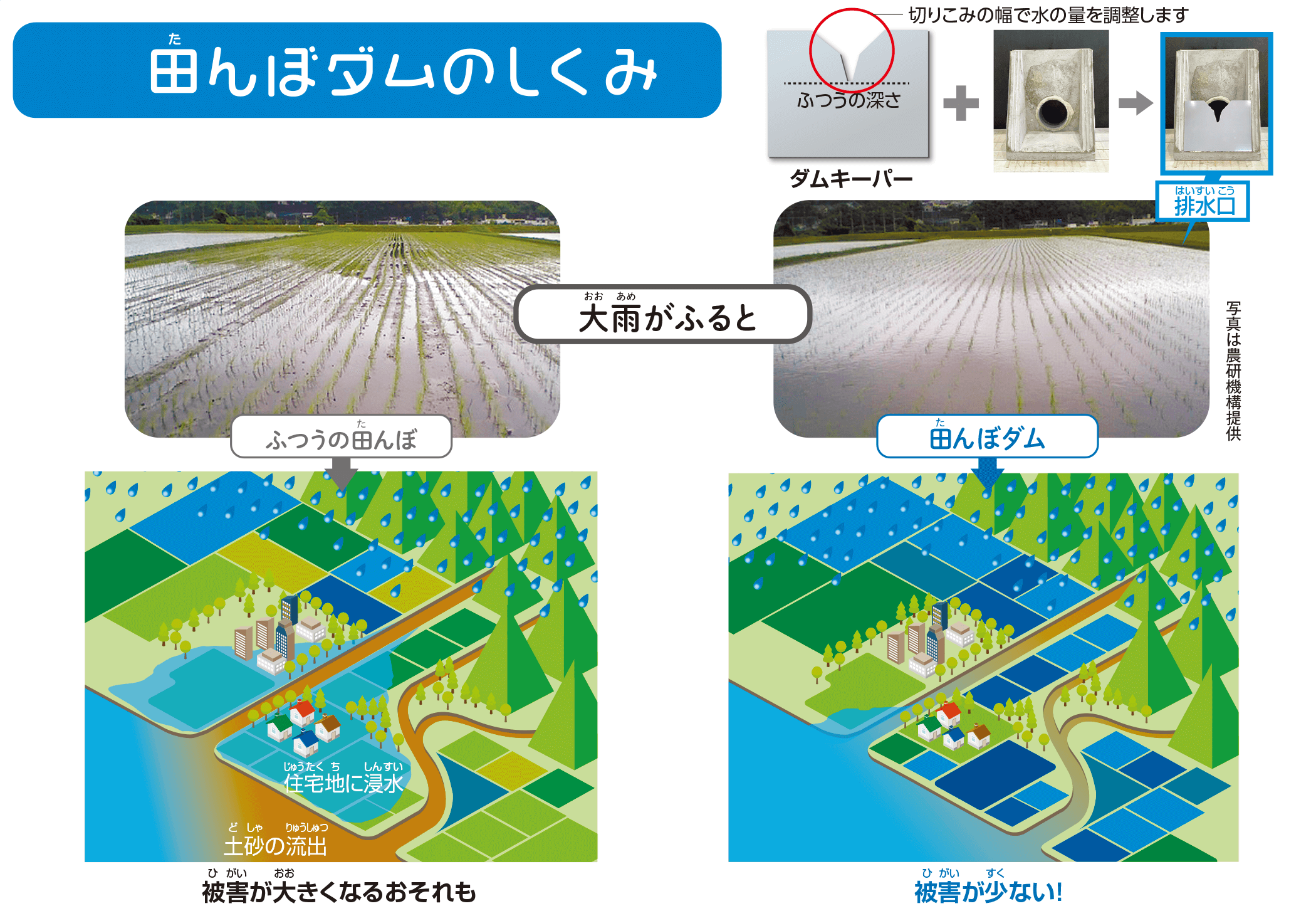 田んぼのダムのしくみの概要図